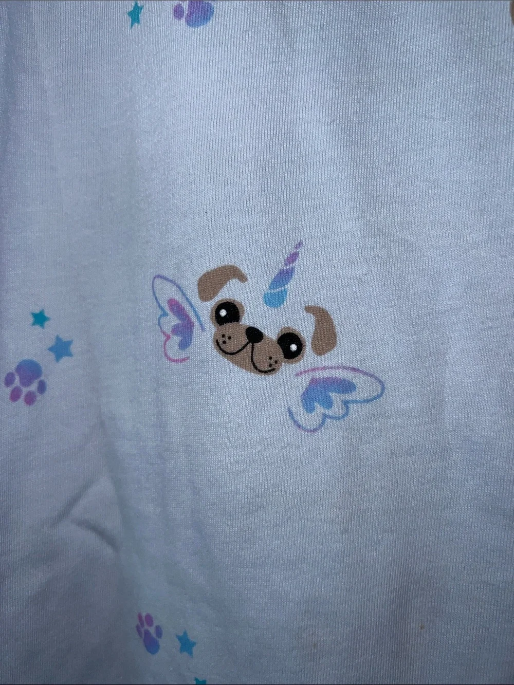 Justice Light Blue Long Sleeve Tee with Puppy and Wing Motif